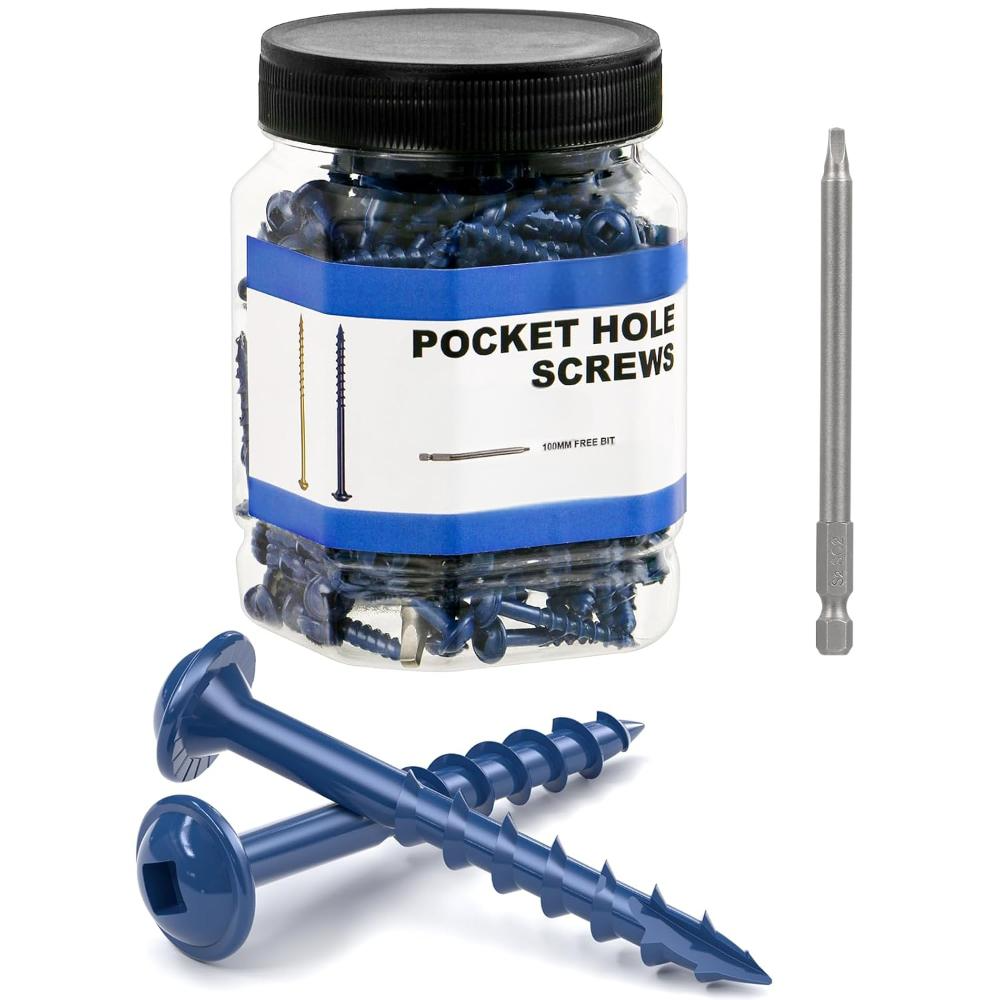 Coarse thread wood screws, square drive, washer head, 4-layer coating, including driver bit