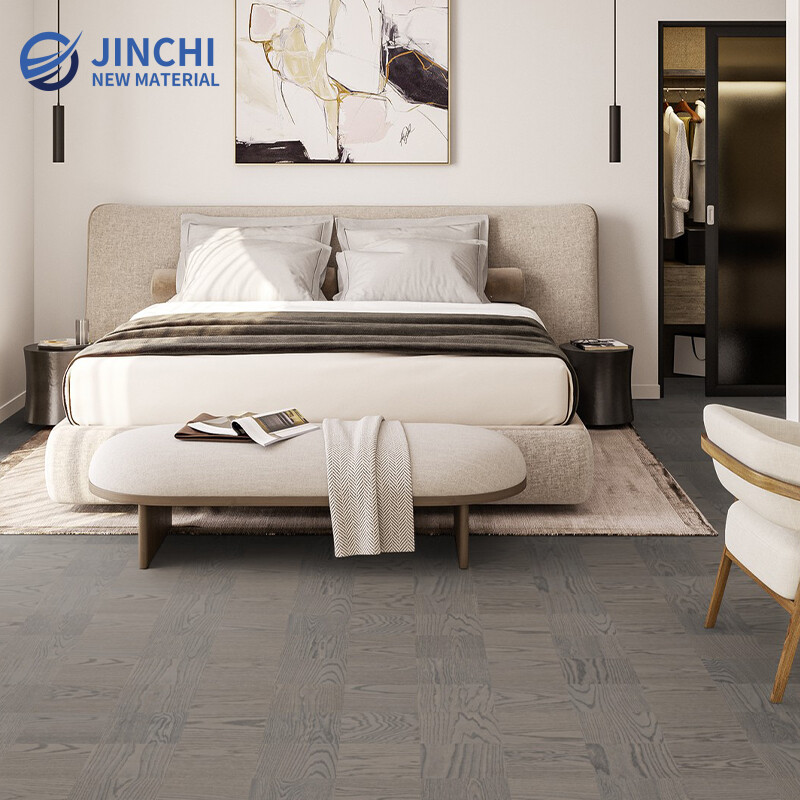 Checkered natural oak parquet style decor
