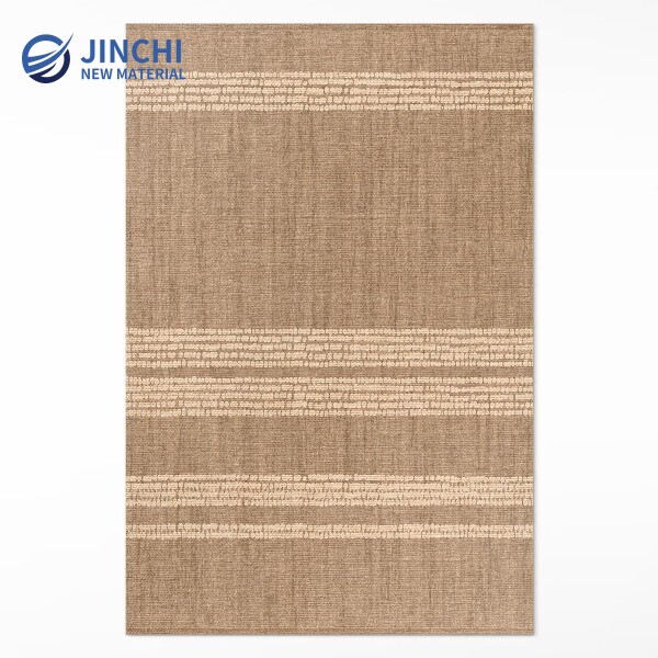 Beige striped PVC rug with a bohemian style