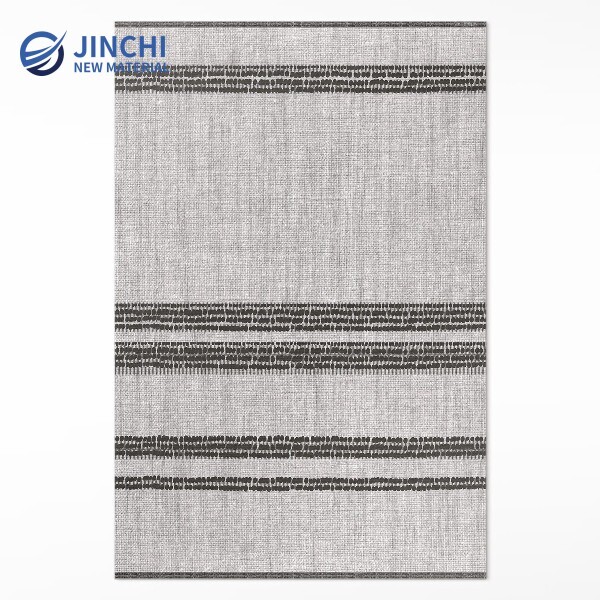 Gray striped PVC rug, bohemian style