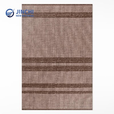 Brown striped bohemian style vinyl rug