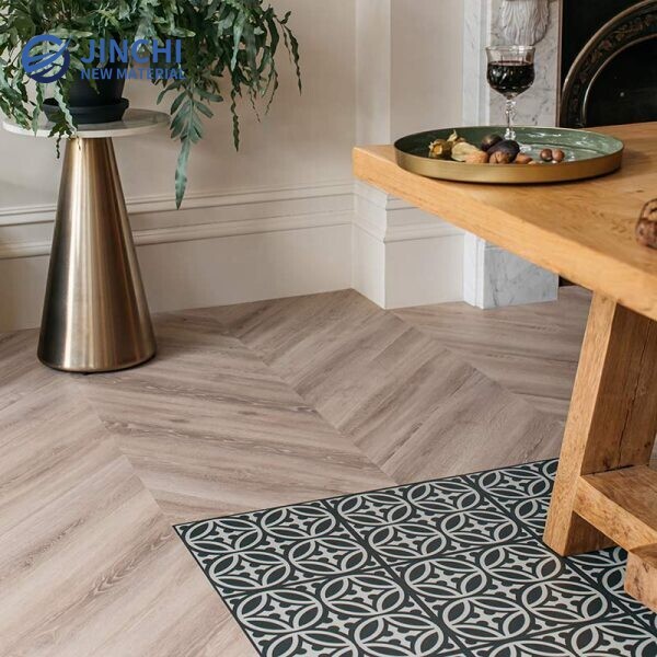 Smoked LVT Fishbone Flooring