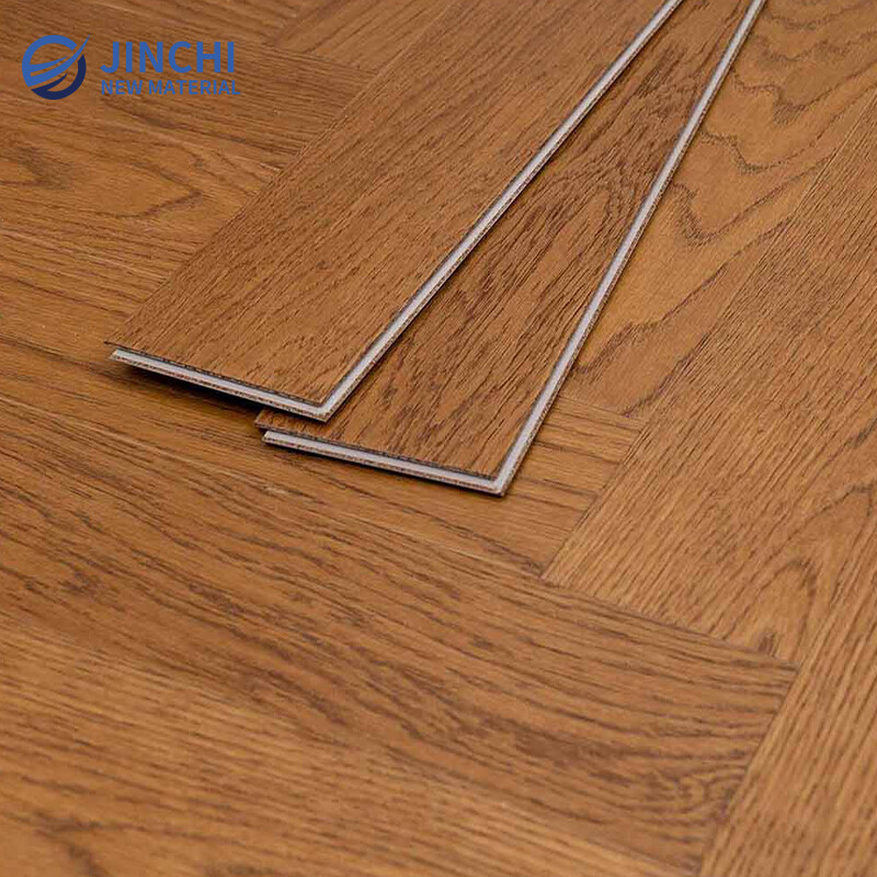 Teak-Stained Oak Herringbone Flooring