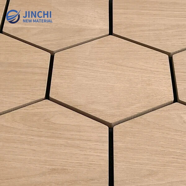 Hexagonal Acoustic Panels, Natural Oak