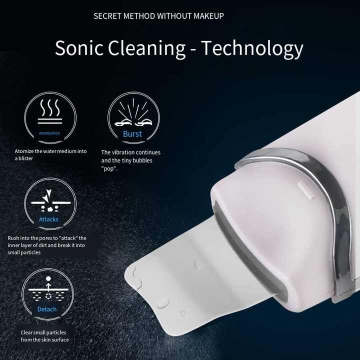 SAIN Compact Ultrasonic Waterproof User Friendly Exfoliation Black Heads Facial Skin Scrubber EMS