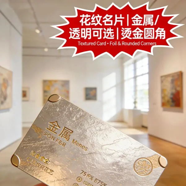花紋咭片印刷｜啞膠／金屬／透明名片｜燙金＋圓角定制｜企業專用｜智印港