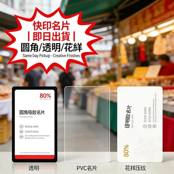 快印名片即日出貨｜香港印刷名片｜圓角／透明／花紋咭片｜免費設計｜智印港
