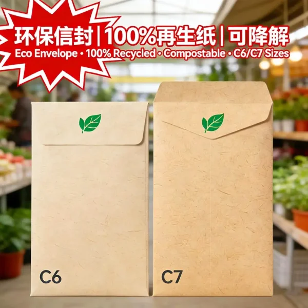 環保信封印刷｜100%再生紙｜C6/C7迷你尺寸｜可降解｜綠色企業首選