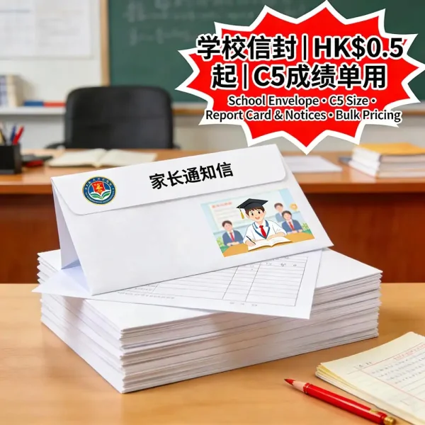 學校信封印刷｜成績單/通知信｜C5尺寸｜經濟批量｜HK$0.5起