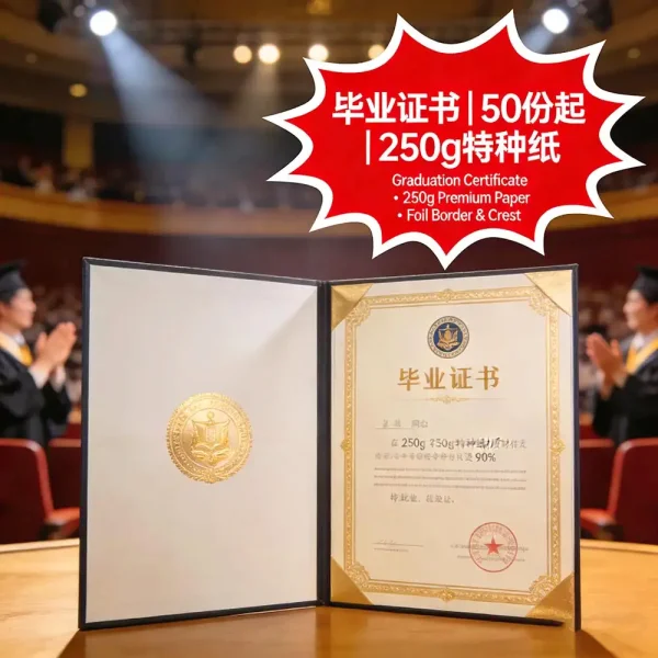 畢業證書印刷|250g特種紙|燙金邊框+校徽|50份起|即日取|學校專用 畢業證書印刷|250g特種紙|燙金邊框+校徽|50份起|即日取|學校專用