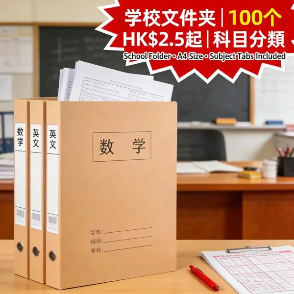 學校文件夾印刷|A4資料夾|科目分類+抬頭|100個起|HK$2.5起 學校文件夾印刷|A4資料夾|科目分類+抬頭|100個起|HK$2.5起