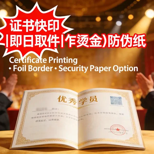 證書快印｜畢業證/獎狀/培訓證｜燙金邊框｜即日取件｜防偽紙可選