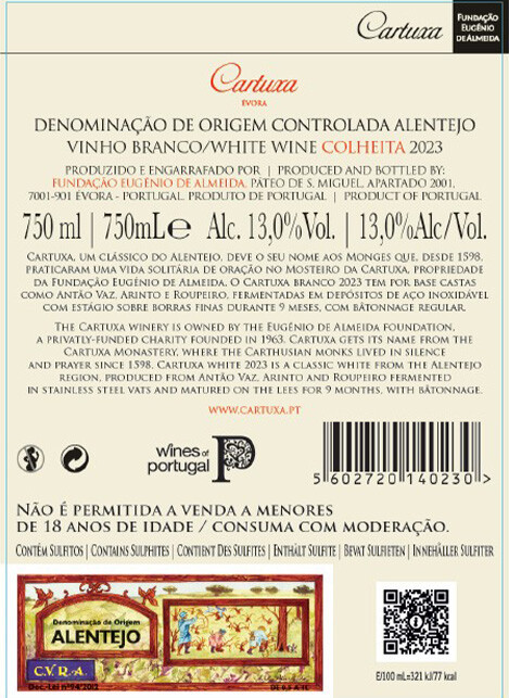CARTUXA BRANCO 2023 CONTRA ROTULO