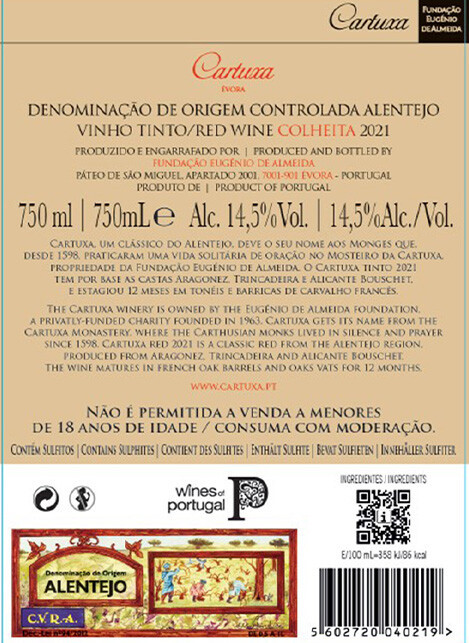 CARTUXA TINTO 2021 CONTRA ROTULO