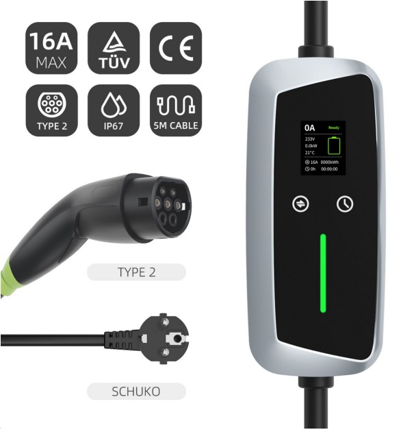 Портативное зарядное устройство Mode 2 для электромобилей со сменными силовыми вилками