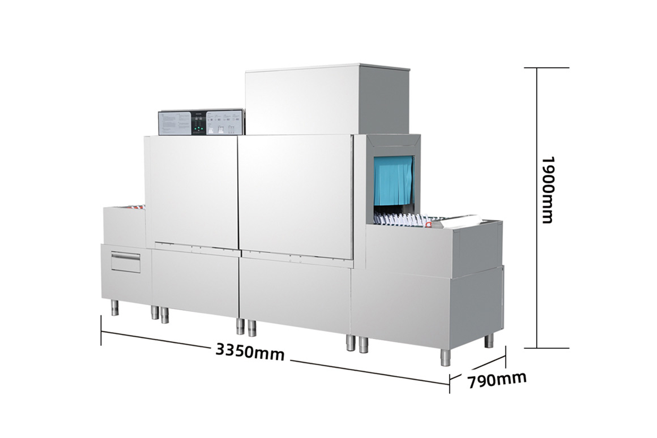 Single-rinse small long-line dishwasher with drying function Single-rinse small long-line dishwasher with drying function