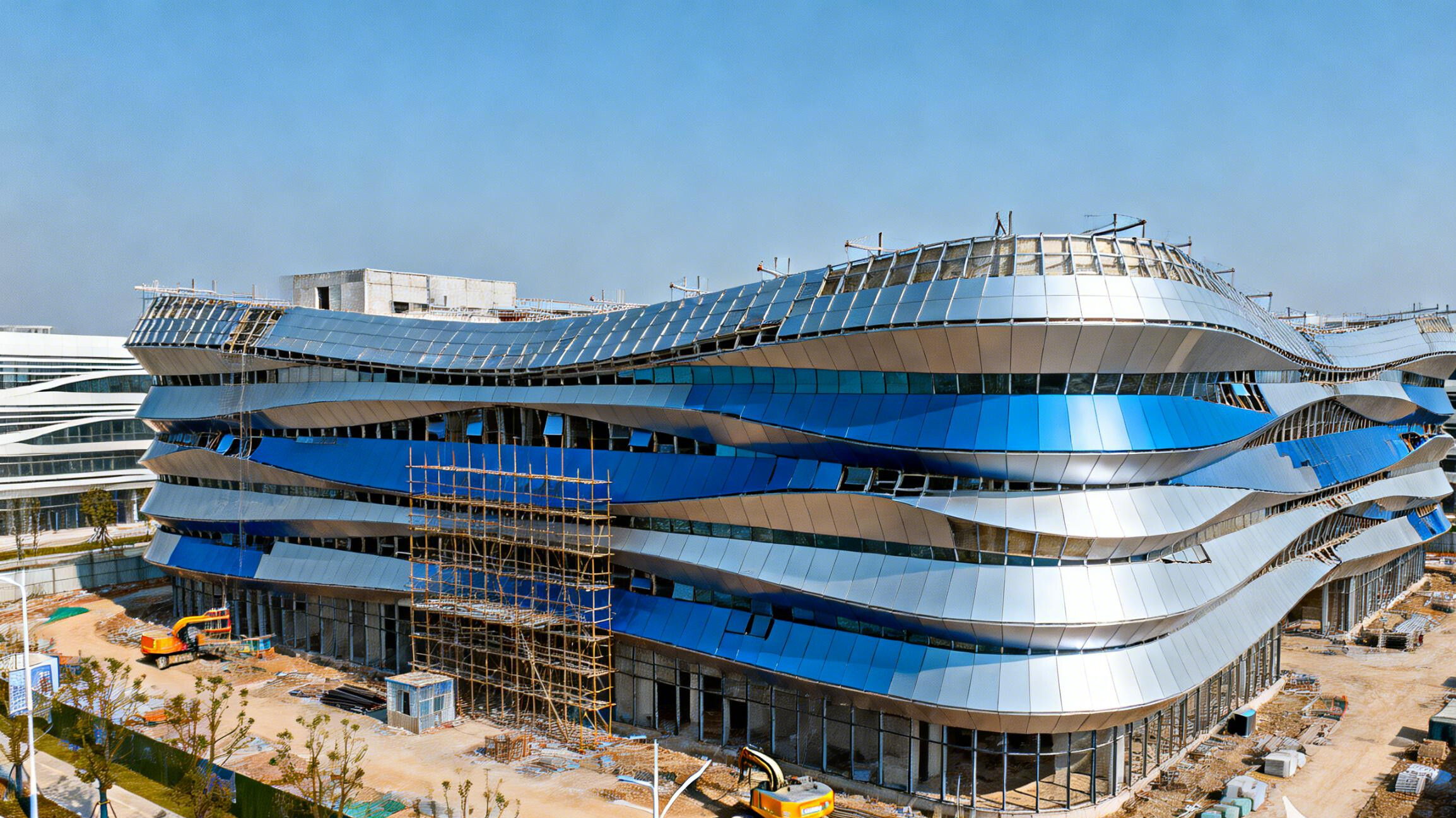 银翼新生：彩涂钢板建筑建造现场