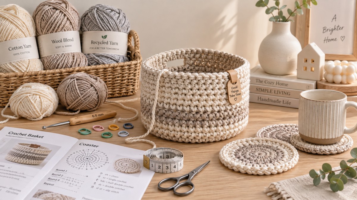 A DIY Crochet Kit Checklist: Yarn Weight, Hook Size, and Clear Instructions Контрольный список для DIY-набора для вязания крючком: толщина пряжи, размер крючка и понятные инструкции