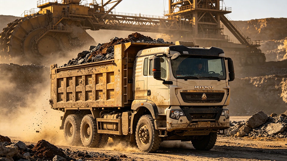 Caminhão basculante de grau de mineração para operação em mina a céu aberto