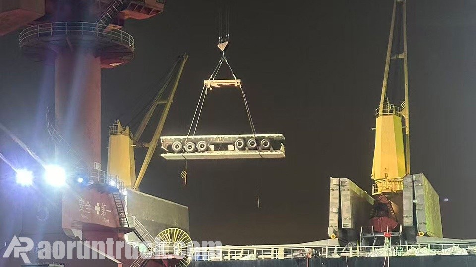 Semirreboques plataforma de 3 eixos despachados para trânsito na Bolívia semirreboque plataforma de 3 eixos