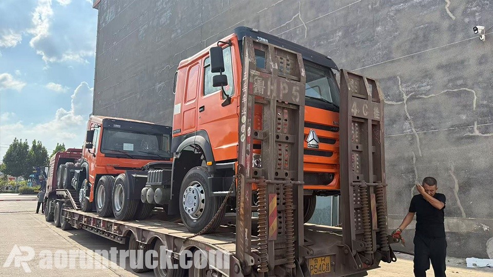 2 unidades de caminhões tratores SINOTRUK HOWO de 430 HP com motor Weichai despachadas para Camarões