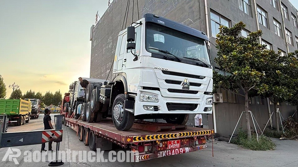 fabricante de caminhões-trator para a Guiné 3 unidades de caminhões-trator SINOTRUK HOWO 6x4 enviadas para a Guiné para logística de mineração de bauxita