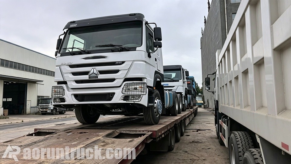 3 unidades de caminhões-tratores HOWO para Tema 3 unidades de caminhões-tratores SINOTRUK HOWO preparadas para exportação para Tema, Gana
