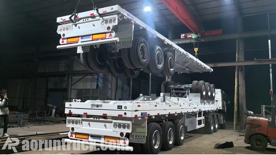 Aorun 50-ton three-axle flatbed trailer shipped to Ghana