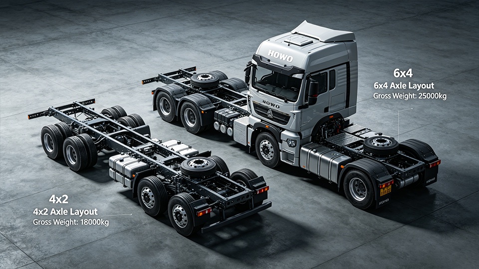 Configuraciones de ejes de tractocamión 6x4 vs. 4x2: Distribución de carga y guía de selección