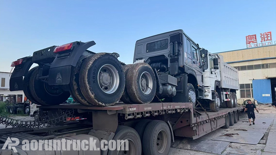 1 unidad de camión volquete Sinotruk HOWO y 1 unidad de camión tractor enviados a través del puerto de Sudán 1 unidad de camión volquete Sinotruk HOWO y 1 unidad de camión tractor enviados a través del puerto de Sudán