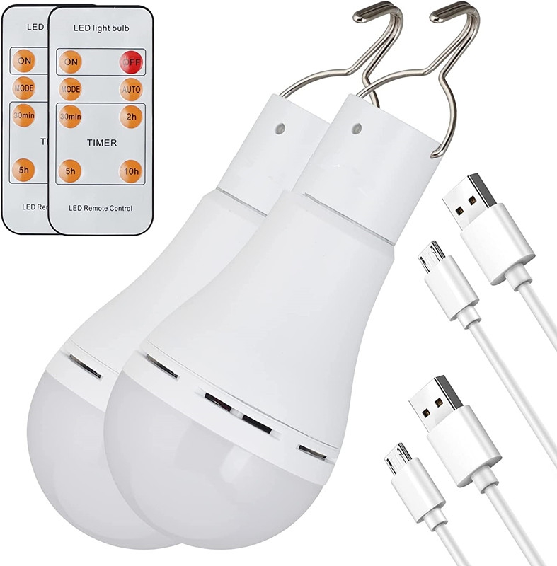 rechargeable bulb light with hook 7w bulb lamp camping USB portable night light