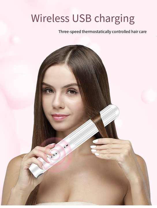 Rechargeable Hair Flat Iron Hair Straight Stick Travel Curl Straightening and Curling Hair Straightener Flat Iron Cordless