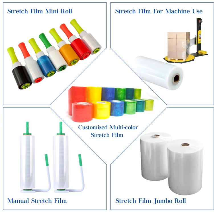 Transparent Plastic Manual Roll Hand Stretch Wrap Film 20 Micron Foil Stretch Transparent Filme Stretch 50cm