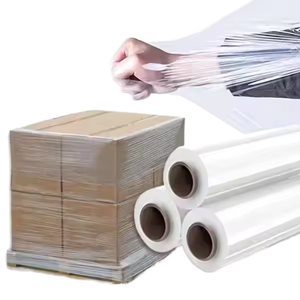 Transparent Plastic Manual Roll Hand Stretch Wrap Film 20 Micron Foil Stretch Transparent Filme Stretch 50cm