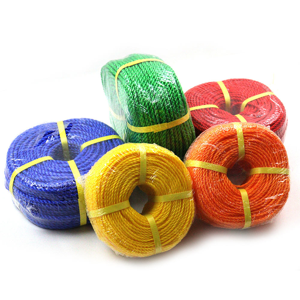 High Strength PE Twisted Braided Rope PP Polypropylene Packing Line Colorful Red Yellow Blue Hemp Style