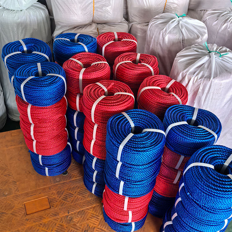 High Strength PE Twisted Braided Rope PP Polypropylene Packing Line Colorful Red Yellow Blue Hemp Style