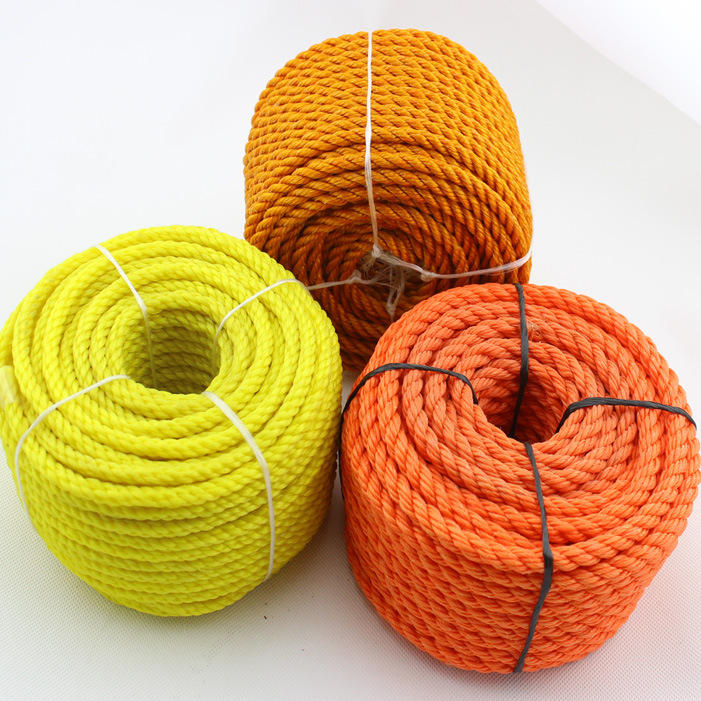 Virgin Material PE 3 Strand Twisted Polypropylene Monofilament Rope Durable Plastics Packaging PP Twisted Rope for Agriculture