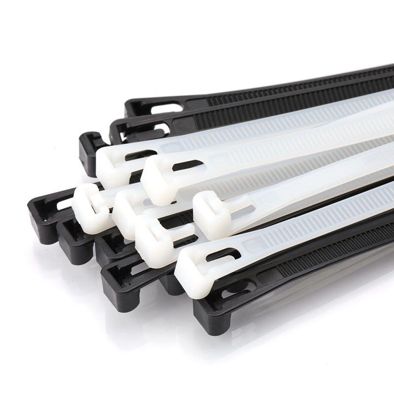Adjustable Snap-Lock Nylon Cable Ties - Reusable Black, White, and Colorful Plastic Cable Ties with Retainer Clips Wholesale