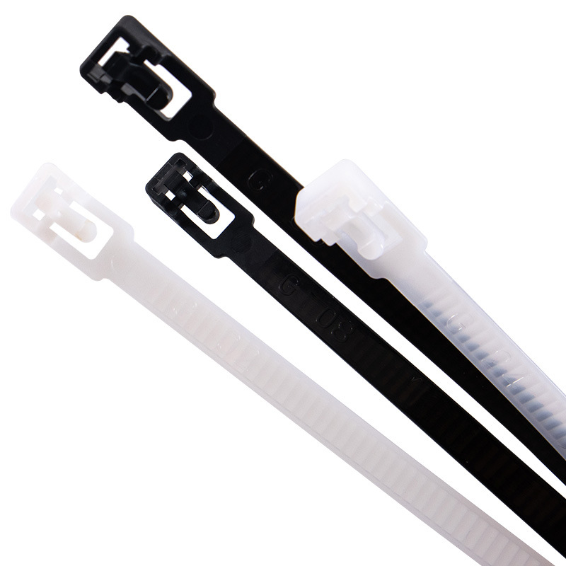 Adjustable Snap-Lock Nylon Cable Ties - Reusable Black, White, and Colorful Plastic Cable Ties with Retainer Clips Wholesale