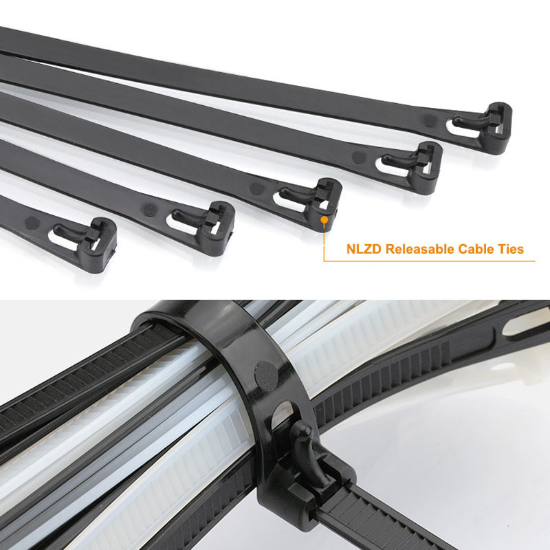 Adjustable Snap-Lock Nylon Cable Ties - Reusable Black, White, and Colorful Plastic Cable Ties with Retainer Clips Wholesale