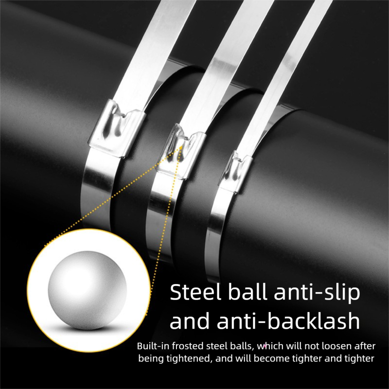  304 Stainless Steel Cable Ties with Self-Locking Mechanism Metal Cable Straps for Wire Trays Corrosion-Resistant Cable Bundling and Management Marine-Grade Anti-Corrosion Protection