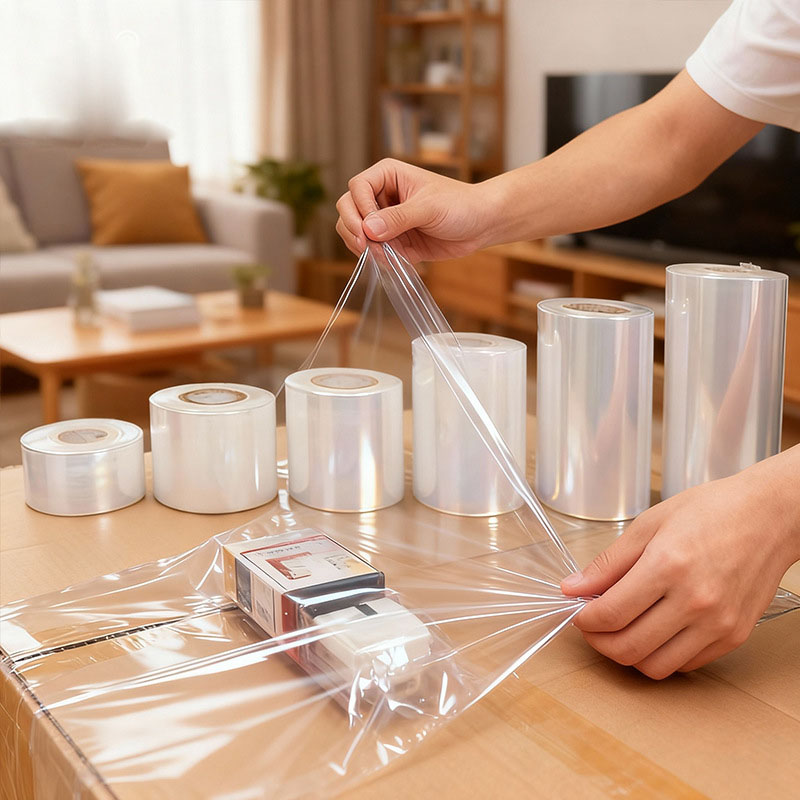 PE Small Roll Stretch Wrap Film 3/6/10cm Plastic Packaging Film High Tensile Strength Strapping Film Multi-Specification Transparent Stretch Wrap Film