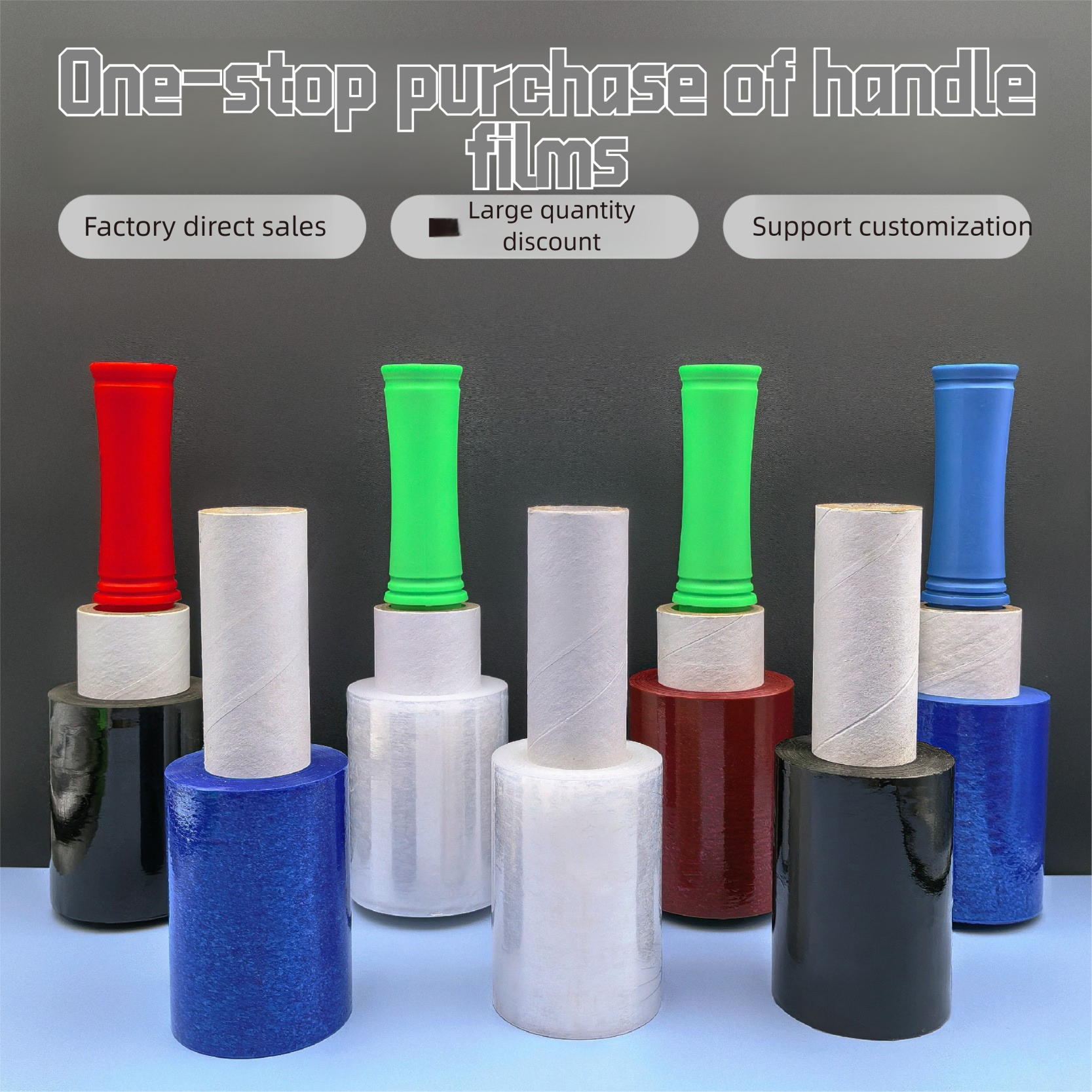 Custom Clear Stretch Wrap for Handle-Equipped Moving Suitcases and Bundled Luggage