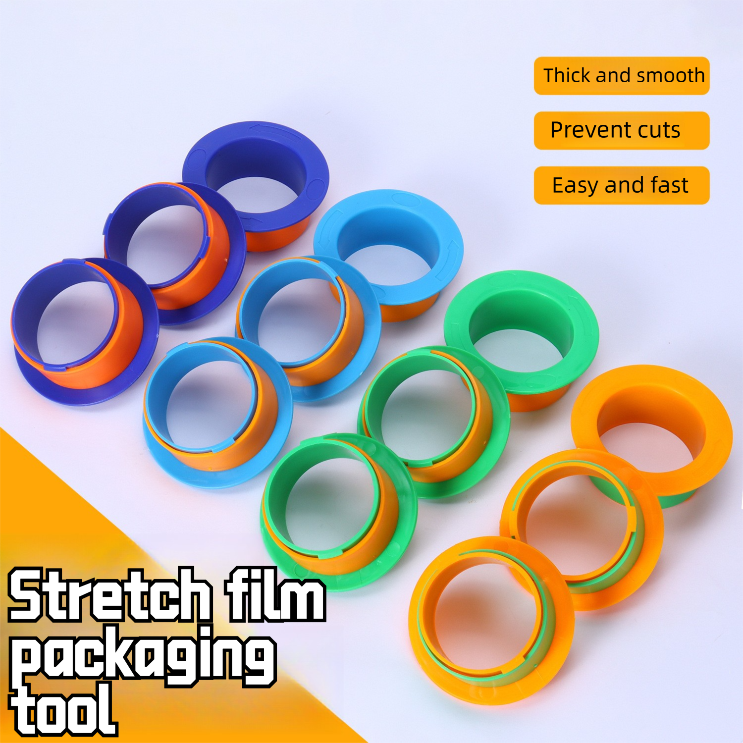Wrap Film Handle with Thickened Grip Packaging Film Dispenser Handle Plastic Hand Guard Tool