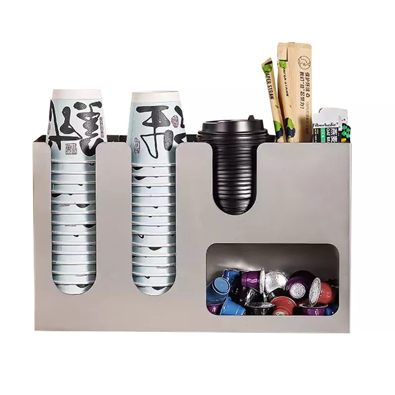 Stainless Steel Storage Box For Paper Cups, Capsules, And Straws In Milk Tea And Coffee Shops