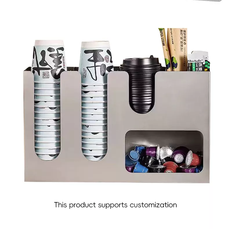 Stainless Steel Storage Box For Paper Cups, Capsules, And Straws In Milk Tea And Coffee Shops