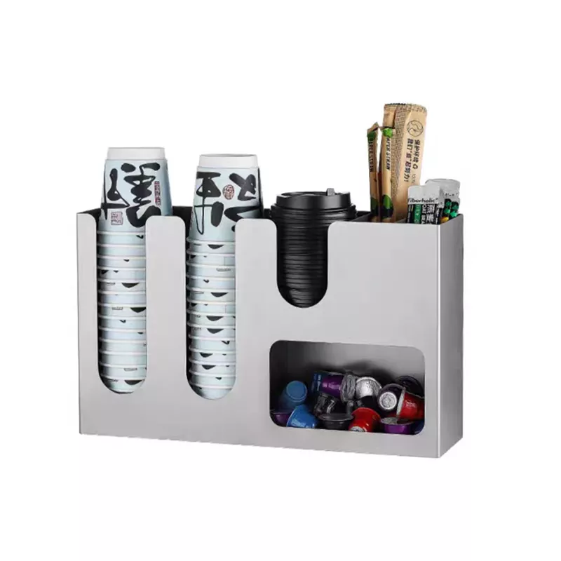 Stainless Steel Storage Box For Paper Cups, Capsules, And Straws In Milk Tea And Coffee Shops