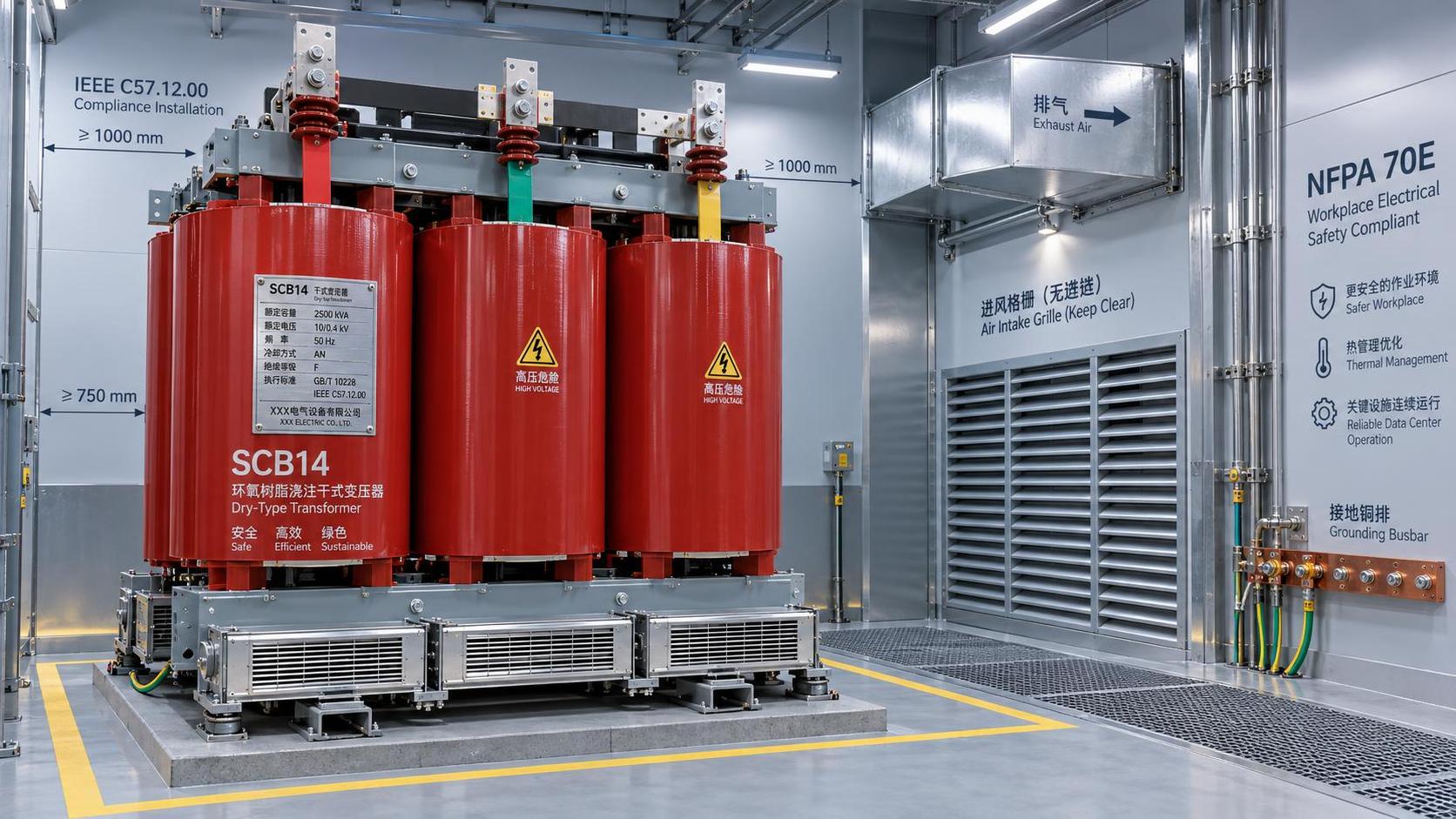 Контрольный список для установки трансформатора в помещении: соответствие NFPA 70E, требования к зазорам и стандарты вентиляции для помещений центров обработки данных Контрольный список для установки трансформатора в помещении: соответствие NFPA 70E, требования к зазорам и стандарты вентиляции для помещений центров обработки данных