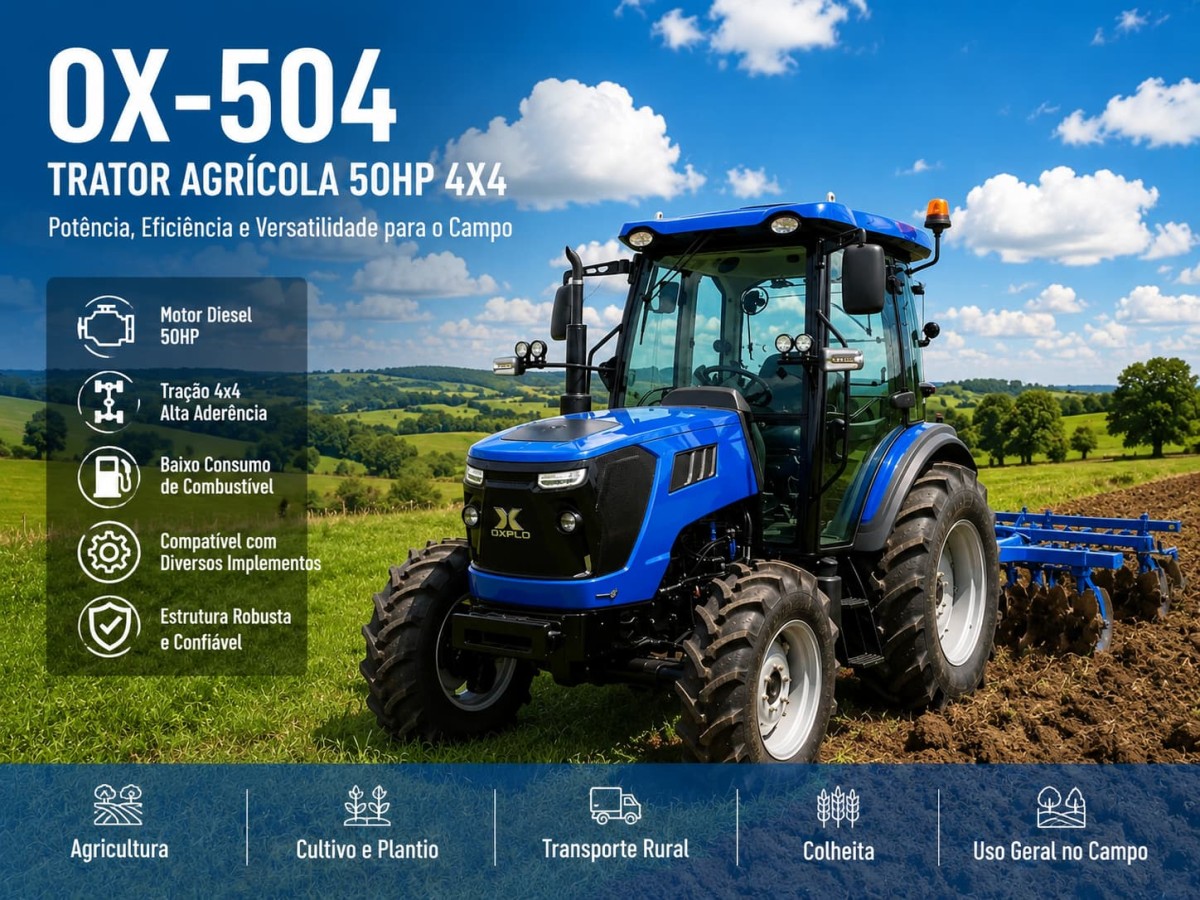 Trator Agrícola OX-504 50HP 4x4 Trator Agrícola OX-504 50HP 4x4