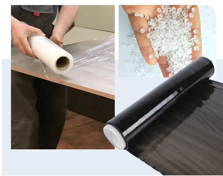 Personalizar film estirable negro para embalaje Film estirable para palés Proveedor de film estirable Rollos de film estirable Lldpe